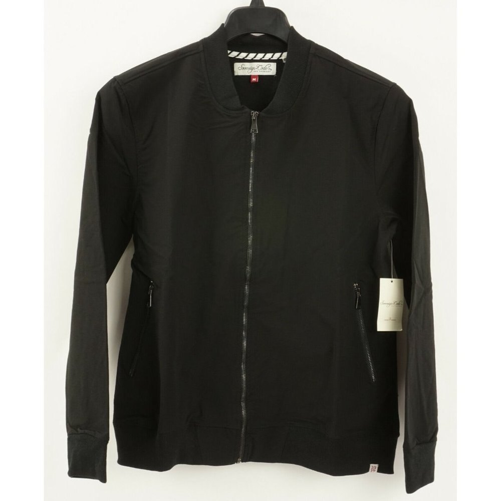 New 109$ Sovereign Code Breeze Men's Medium Black Nylon Full Zip Bomber Jacket‎